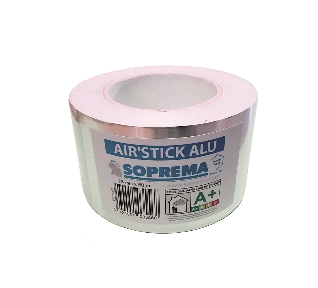 Ruban adhésif pour isolant mince aluminium Air'Stick ALU SOPREMA® 50m x 75mm